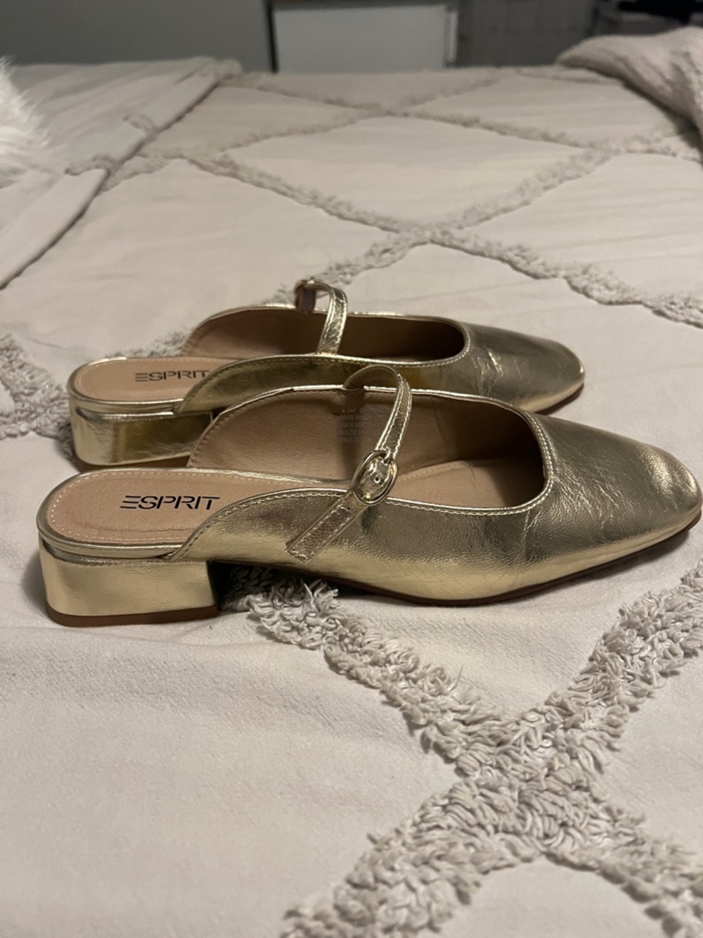 Esprit Metallic Gold Mary Jane Mules - Picture 2 of 5